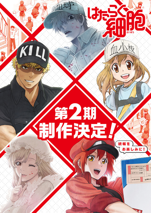 Revelada duração do filme especial anime de Cells at Work! que vai estrear  em Setembro