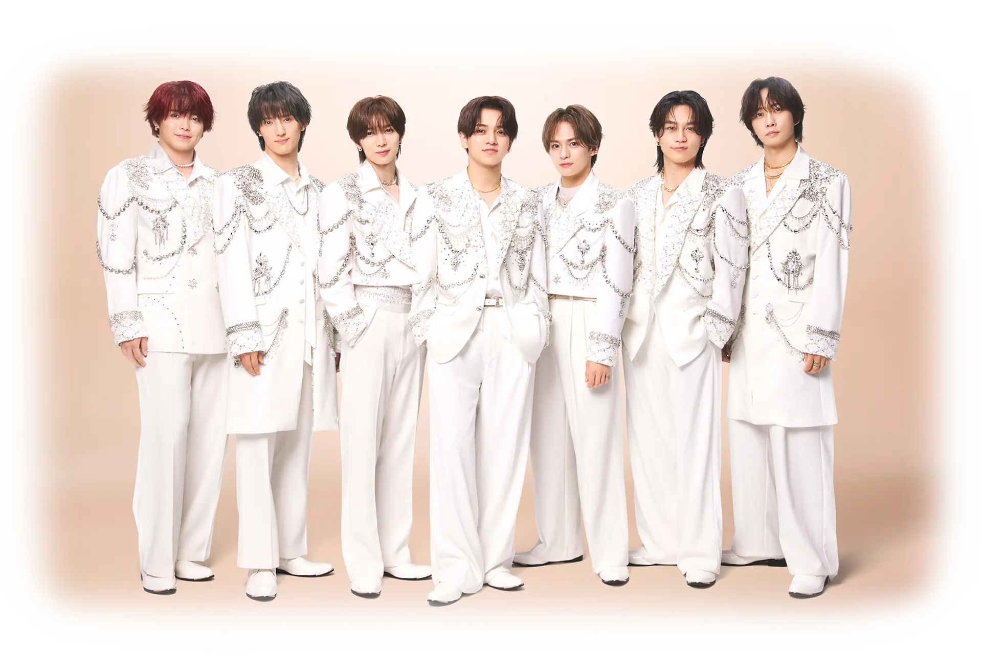 Os sete integrantes do Travis Japan em foto de divulgação de Jewelry Basket