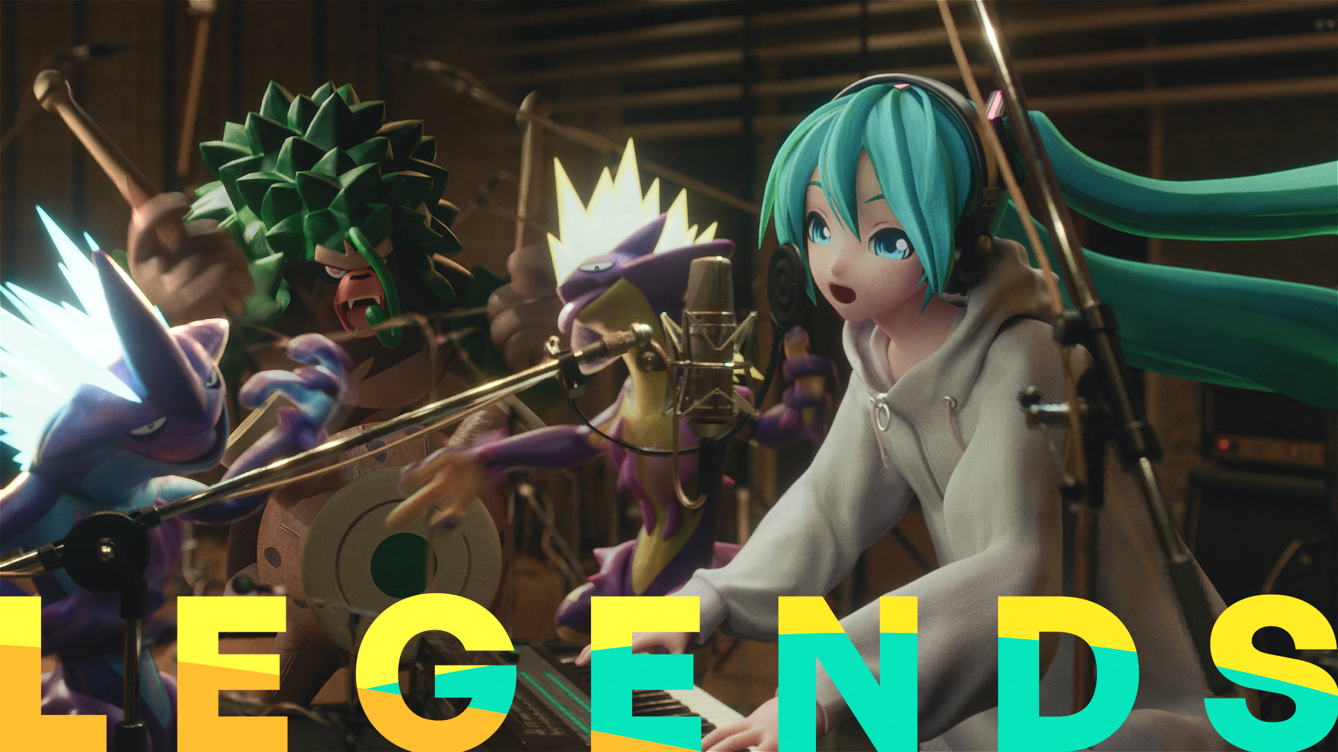 Hatsune Miku canta ao lado de Pokémon na imagem do clipe LEGENDS