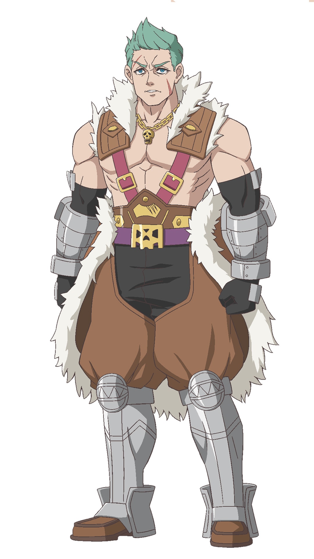 Visual do personagem Guillermo, de cabelos verdes e armadura