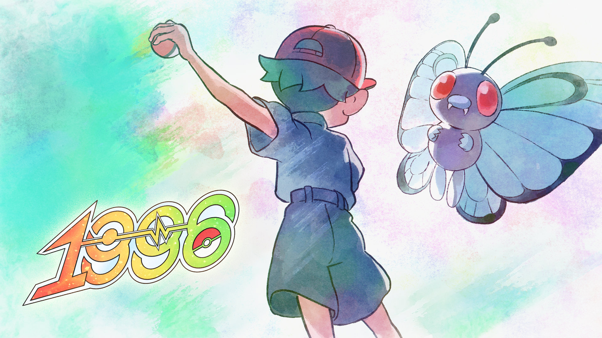 Imagem do clipe 1996 com treinador Pokémon e Butterfree